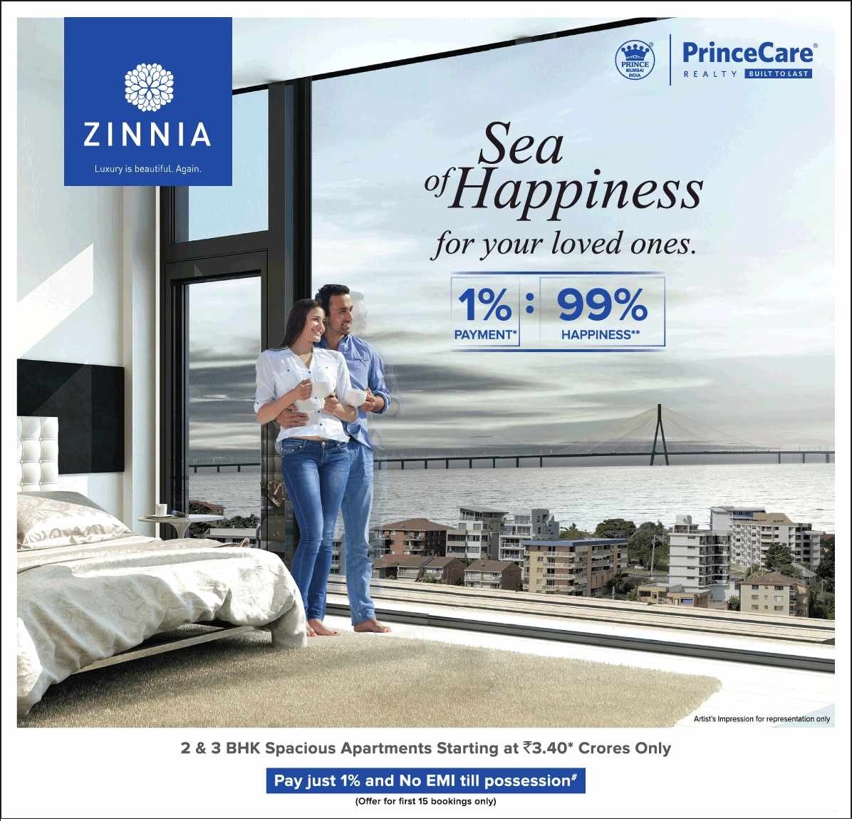 Book 2 & 3 bhk spacious apartments at Prince Care Zinnia in Mumbai Update